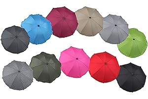 Clamaro 'SUNCOVER' Universal Sonnenschirm Regenschirm für Kinderwagen und Sport Buggy (11 Farben), Babywagen Schirm mit Universal Halterung mit 360° flexiblen Schwanenhals, Rot 10