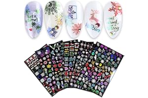 JMEOWIO Natale Adesivi Unghie Nail Art 8 Fogli Stickers Unghie Autoadesivi Decorazioni Unghie Nail Art Disegni