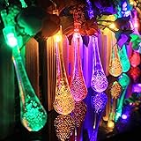 LED Solar String Lights, 50LED 9.5M/31FT Outdoor Garden Fairy Lights 8 Modes, Waterproof Crystal Raindrop Decorative Lights f