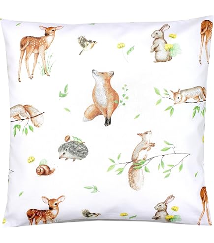 PinkZebra Kopfkissenbezug Kinder, Kissenbezug 80 x 80 cm aus 100% Baumwolle, Kissenhülle Jungen, Öko-tex Standard 100, Kinderbezüge mit Reißverschluss, Kamping Küche, Haushalt & Wohnen