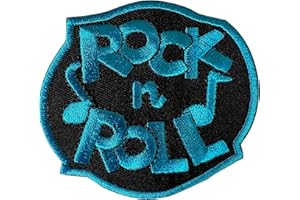 ELLU Écusson brodé Rock and Roll noir et bleu à coudre sur vêtements Motif notes de musique