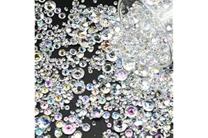 LEEWYOU Diamantes Decorativos, 4000 Piezas Diamantes de Cristal de Transparente, Gemas de Cristal Redondas para Mesa Relleno de Jarrones Boda 3MM/6MM/10MM (Diamantes de Color AB)