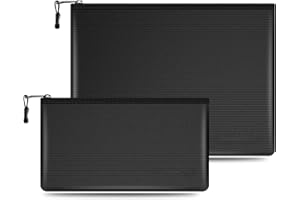 GREATRICH 2 Pièces Pochette Anti Feu, 34x24 cm et 28x17 cm Rangement Documents et Pochette Ignifuge de Haute Qualité, Porte Documents Portable Résistant à et à l'eau, pour Protéger Objets de Valeur