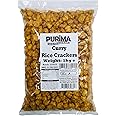 Curry Rice Crackers 1kg – Crunchy Crispy Sweet & Mild Curry Flavour - Ready to Eat – Fried Thai Rice Cracker Snack – Large Bulk Bag Snacks – Mini Bite Sized Senbei Bites - Vegan - PURIMA