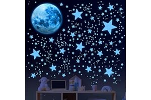 SONDENG Glow in The Dark Stars and Moon Wall Decals for Ceiling - Kids Wall Decors for Boys Girls Nursery Bedroom - Perfect for Kids Room
