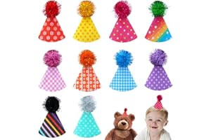 JpGdn 10 Pcs Pack Mini Felt Party Hats for Kids Dolls and Pets With Adjustable Headband Reusable Birthday Hats Children Birthday Supplies Decorations