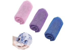 BDBF 3 Pcs African Exfoliating Net,African Exfoliating Sponge,Nylon Back Scrubbers,Shower Sponge Body Sponge,Deep Cleaning African Net Bathing Sponge for Men and Women Deep Cleaning(Purple Pink Blue)