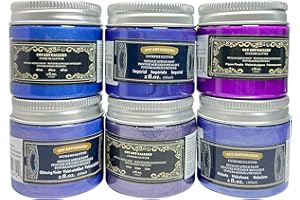 CSY art gallery Ensemble de peinture acrylique métallisée, 60 ml x 6 pigments d'encre violets et bleus irisés, ne se décolorent pas, riches, vifs, brillants, formule à séchage rapide(Seine Night)