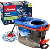 Vileda H2PrO Spin Mop, Spin Mop with Bucket and Pedal Drainer | Double reservoir bucket | Separate clean and dirty water | Mi