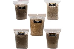 ‎WWW.SMOKERHOLZ24.DE BBQ PLAG Räuchermehl/Räucherspäne SET Whisky-Mix mit zwei Klassikern Buche und Hickory sowie 3 Exoten aus Barriquefässern Brandy und, Fino plus Whisky-Räuchermehl zusammen 5X 200g zusammen1 Kg BBQ