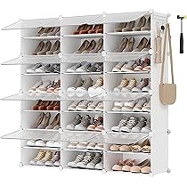 SONGMICS Étagère à Chaussures Modulaire - 10 Cases 30x40cm - Portes Transparentes - Blanc