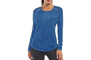 Gyabnw Camiseta Deportivo Mujer Camiseta de Manga Larga Holgada de Secado Rápido Camisetas de Cuello en V Yoga Fitness Running Top Ropa Deportiva Entrenamiento Atlético