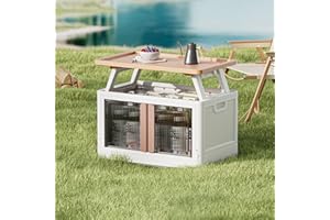 Warmiehomy Folding Camping Storage Cupboard Portable Camping Kitchen Unit Storage Box Table 2 in 1 for Outdoor Indoor, 64x40x54cm