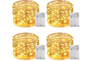 CARPOPO Battery Fairy Lights, 4 Pack 10M 100 LED Battery Operated String Lights Copper Wire for Indoor Outdoor Christmas Decor, Warm White Firefly Lights for Bedroom,Party, Wedding, Birthday