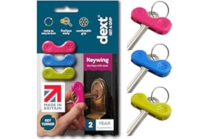 Keywing Key Turner Aid v2 Triple Pack. Hace que las llaves sean mucho más fáciles de encontrar, agarrar y girar. Perfecto para artritis, ancianos con manos débiles, buscador de llaves y soporte.