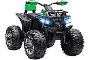 HOMCOM Elektro Quad für Kinder, 12V 10Ah Kinder Quad mit Vorwärts-, Rückwärtsfunktion, 2 Motor, USB-Anschluss, MP3-Musikplayer, Kinderfahrzeug mit Scheinwerfer 3-8 km/h, für 3-5 Jahre, Grün