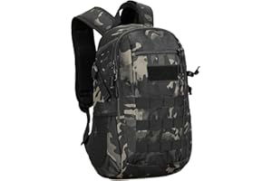 Explokit Small Tactical Backpack 10L 20L 30L Military Rucksack Water Repellent Molle Student School Daypack for Trekking Travelling Hiking Camping (#20L-Camo Black)