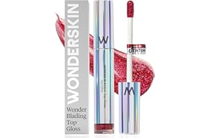 Wonderskin Lip Gloss - Wonderskin Blading Top Gloss, Red Glitter, Hydrating and High Shine Finish Lip Makeup (Red Glitter)