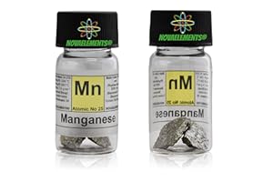 NOVAELEMENTS Mangan Element 25 Mn, glänzende Stücke 5 Gramm in Glasflasche mit Etikett