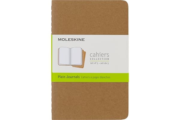 Moleskine S04940 Cahier Journal, Ensemble de 3 Carnets avec Pages à Pages Blanches, Couverture en Carton et Piqûres de Coton Apparentes, 80 Pages, Couleur Kraft, Taille Format de Poche 9 x 14 cm
