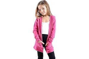 GW CLASSY OUTFIT Girls Kids Boyfriend Cardigans 45% Cotton Children's T-Shirts Shirt Uniform Open Cardigan with Pockets Tops School