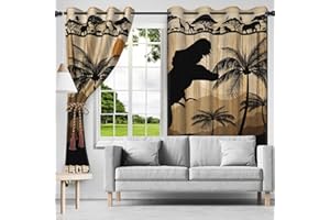 SDOTPMT 107x215cm Safari Dinosaurier Fenster Vorhang Jurassic Tier Fenster Vorhänge Antike Dschungel Wildlife Urwald Fenster Behandlung für Kinder Schlafzimmer Dekor Verdunkelung Vorhänge,2 Platten