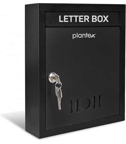 Metal Cash Donation Box With Lock - 10.2x5.7x2.8 Inch Wall Mount Money Collection Safe