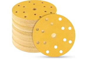 STEBRUAM 50 pezzi Dischi Abrasivi 150mm,100 Grana 15 fori set Fori Rotondi Carta Vetro 150 mm per Orbitale Levigatrice Giraffa per Legno,Metallo