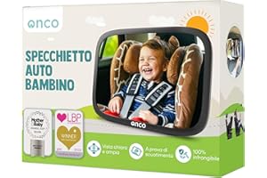 Onco Specchietto Retrovisore Bambini - 100% Infrangibile, Specchietto Retrovisore Auto, Universale, Specchio Auto Neonato Sedile Posteriore, Rotazione a 360°, Accessori Auto Neonato