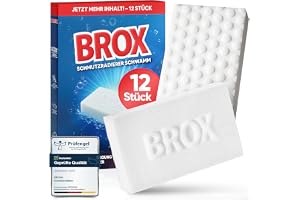 BROX Smutsradergummi, vit, 12 svampar | Suddgummi för kök, badrum, skor, bil, robust magisk svamp, Magic Eraser svamp för alla typer av fläckar