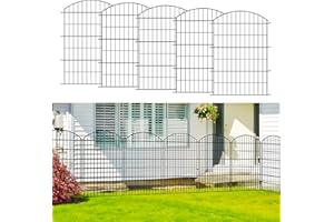 Thealyn Garden Fence | 101cm H x 71cm W |10 Panels 7m Toatal | Outdoor Rustproof Metal Dog Pet Fence Animal Barrier, Garden Fencing Panel Border for Yard Patio Flower Bed