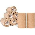 CARBOU [8 Pack 4" x 5 Yards] Beige-Self Adhesive Cohesive Bandage Wrap, Self Adherant Non-Woven Wrap Rolls, Atheletic Tape for Wrist, Ankle, Hand, Leg, Premium-Grade Medical Stretch Wrap
