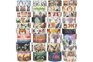 Voolcaoo Niedliches Washi Tape Set, 38 Rollen 25mm & 15mm Animals Kwaii Washi Tapes für Journaling Supplies, Scrapbooking, Planer, DIY Crafts, Geschenk für Kinder (Jungle Wildlife and Forests)