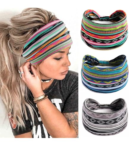 6 Fasce Larghe Elastiche Per Capelli Donna, Stile Bohémien E Leopardato, Per Yoga E Sport