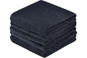 Starvortex 4 Pezzi Asciugamani Palestra, 75 x 35 CM Pelle-friendly Asciugamani Microfibra per Uomo Donna, Rapidi e Assorbenti, Accessori per Sport Nuoto Viaggi Camping Spiaggia Bagno (Nero)