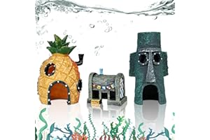 YOYIAG Décoration D'Aquarium Ornement Réservoir Poissons: Ensemble de Décoration D'Aquarium - Ensemble de 3 Paysage Ananas Maison Décor D'Aquarium Château de Réservoir Poissons