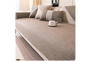 FYFWPA Sofa Überzug Vintage Sofabezug Weiche: rutschfest Sofaschoner Gewebte Baumwolle und Leinen 1/2/3/4 Sitzer Couch Überzug Sofaüberwürfe für U Form L Form Sektionssofa(Coffee,70 * 70cm)