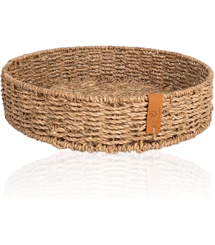 Fiolini Rattan Tablett Rund, Ø 48 Cm - Großes Servier- & Dekotablett Handgeflochten In Dark Mokka