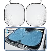 Ara&ccedil; İ&ccedil;i &Ouml;n Cam G&uuml;neşliği, Katlanabilir, Otomobil &Ouml;n Cam G&uuml;neşliği Otomobil, (LARGE) 65x75cm &ouml;l&ccedil;&uuml;lerinde 2 &ouml;zdeş dikd&ouml;rtgen g