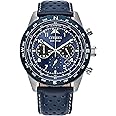 Citizen Men's Eco-Drive Weekender Sport Casual, Silver-Tone Stainless Steel Watch, Blue Leather Strap, Chronograph (Model: CA4557-01L)