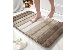 wyewye Alfombra de baño de microfibra, alfombra de puerta, alfombra de baño súper absorbente, 40 x 60 cm, color champán