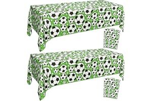 APUXXJUPA Football Table Cloth - 4 Pcs Rectangle Table Covers for Kids Football Birthday Party Decorations Sports Theme Supplies, 130 x 220 cm