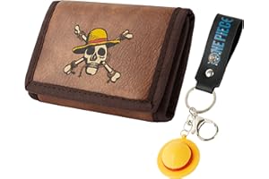 One Piece Cartera y Llavero para Niños y Hombres, Monedero Juvenil con Tarjetero, Llavero Anime Chico Friki, Regalo Adolescente