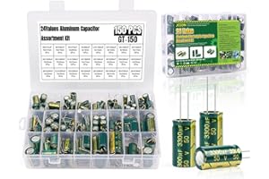 BEEYUIHF 150 Stück 24 Wert Elektrolytkondensator Sortimentsbox Kit 330UF 470UF 680UF 1000UF 2200UF 3300UF 4700UF Kondensatoren