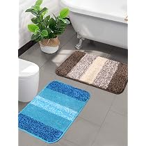 Buy Saral Home Microfiber Striped Anti-Skid Set of 2 Bathmats ...