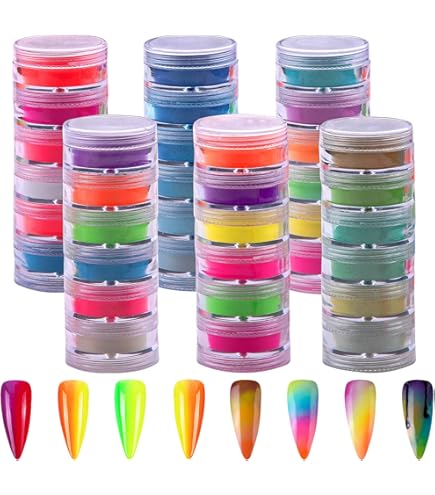 Neon Nagelpulver-Set Mit 12 Farben – Glitzer-Pigmente Für Nailart, Acryl- & Gelnägel