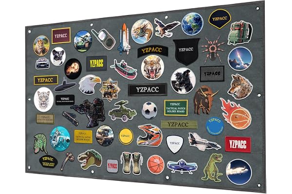 Yzpacc Panneau d'affichage de patches tactiques, Panneau pliable à surface en bouclette pour accrocher et ranger les patches militaires, de combat et de moral, destiné à l'armée et aux militaires