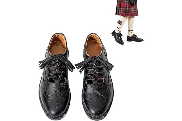 Ghillie Brogues svart läder Ghillie Brogues skotska kiltskor