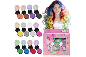 GAOMESIA Lot de 12 Craies pour Cheveux Colorées, Teinture Temporaire Lavable, Craie Cheveux Enfant et Adulte, Idéal pour Filles, Garçons, Cadeaux d’Anniversaire et de Noël, Fête, Carnaval, Noël et Halloween