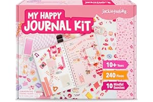 jackinthebox DIY Journal for Girls Ages 8-12, 242 pcs, Scrapbook Kit, Girls Journal Kit, Includes 10 Mental Health Exercises, Gifts for 8 9 10 11 12 Year-Old Girl